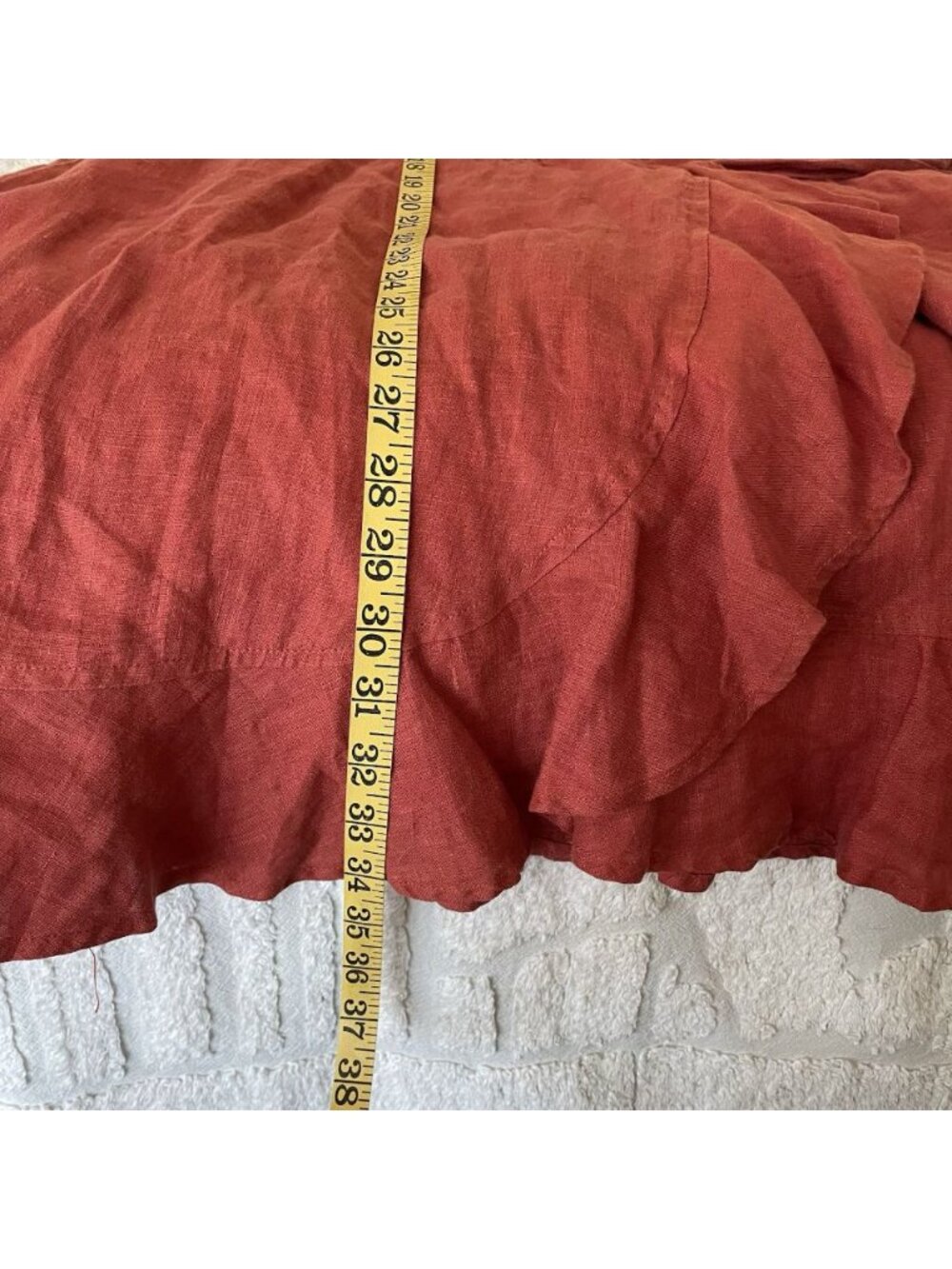Honorine Edie Linen Ruffle Wrap Mini Dress Terracotta European Summer Boho Chic - Picture 11 of 13